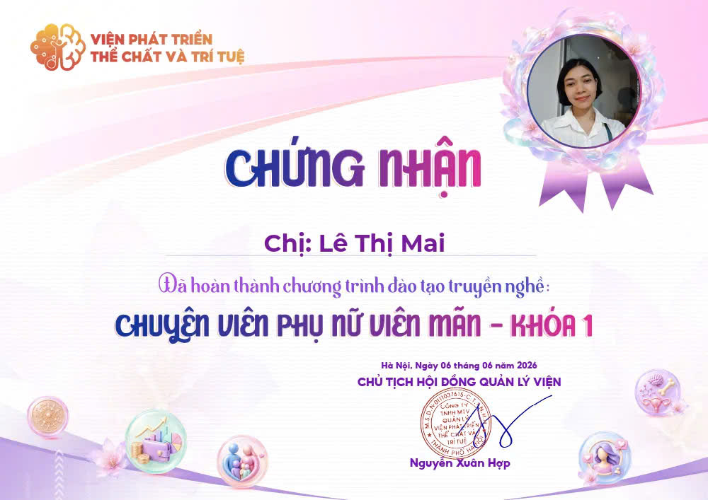 Chứng nhận: Chuyên viên Phụ nữ Viên mãn (Khóa 1)