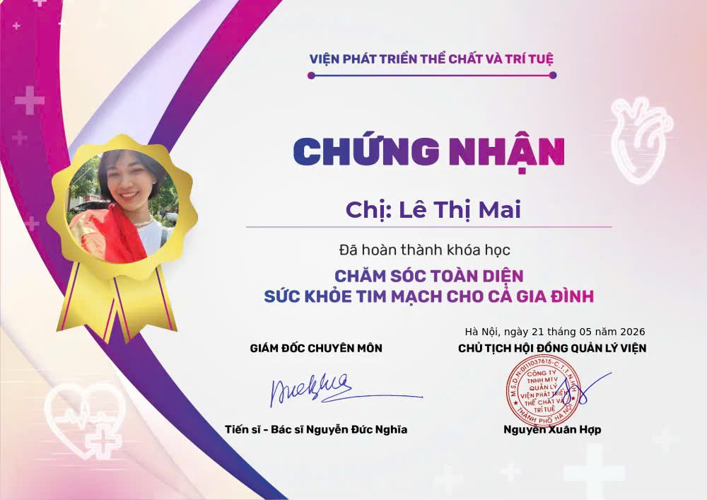 Chứng nhận: Chăm sóc toàn diện sức khỏe tim mạch cho cả gia đình